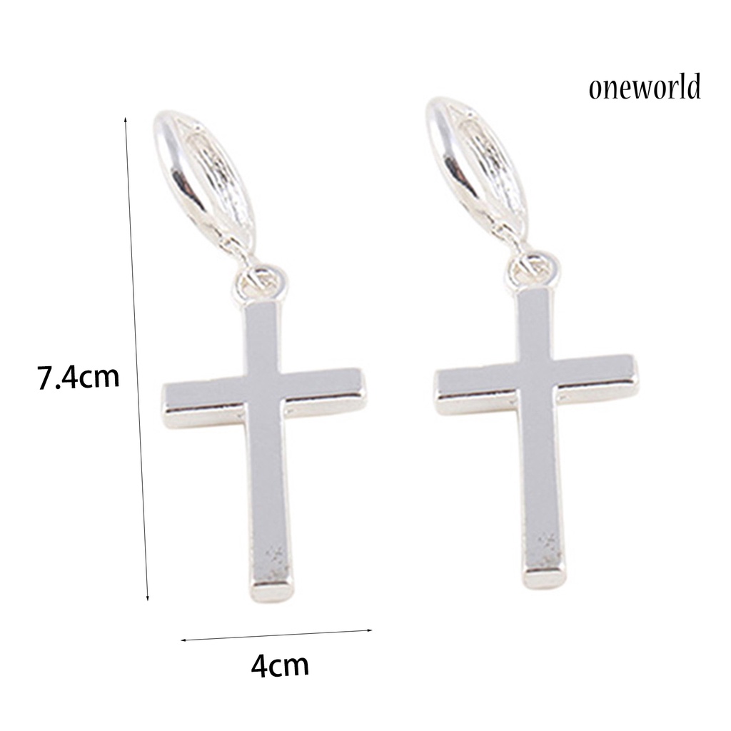 OW@ Earrings Exquisite Fadeless Alloy Smooth Surface Cross Shape Women Jewelry for Party