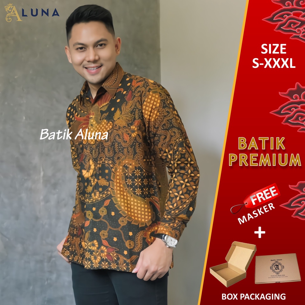 BAJU KEMEJA KONDANGAN BATIK SOLO PRIA LENGAN PANJANG PREMIUM REGULAR COWOK MODERN ALUNA PCW 090