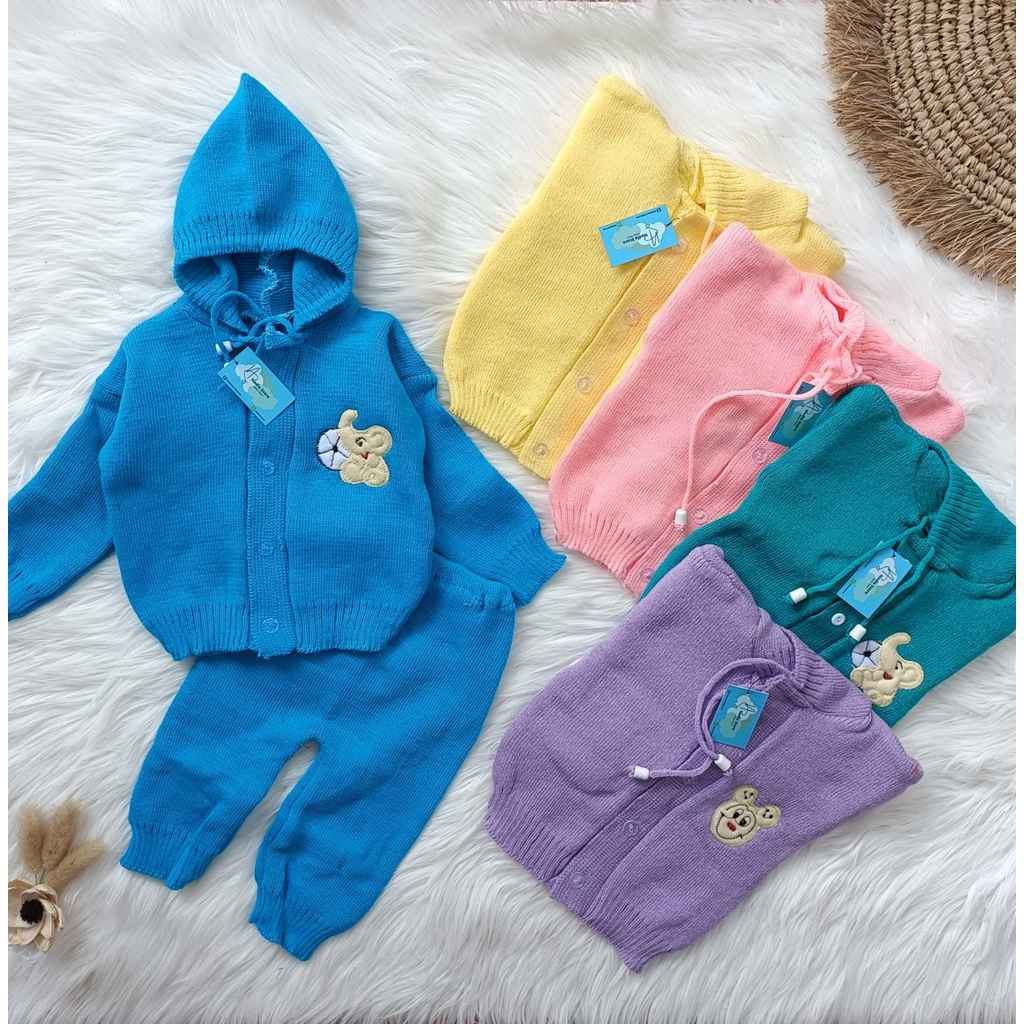 Setelan sweater rajut Hoodie polos 0-6 bulan