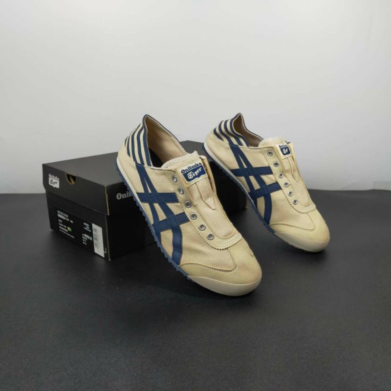 Onitsuka Tiger Slip On Paraty Cream Navy Sepatu Sneakers Pria & Wanita Unisex Sepatu Slip On Pria Wa