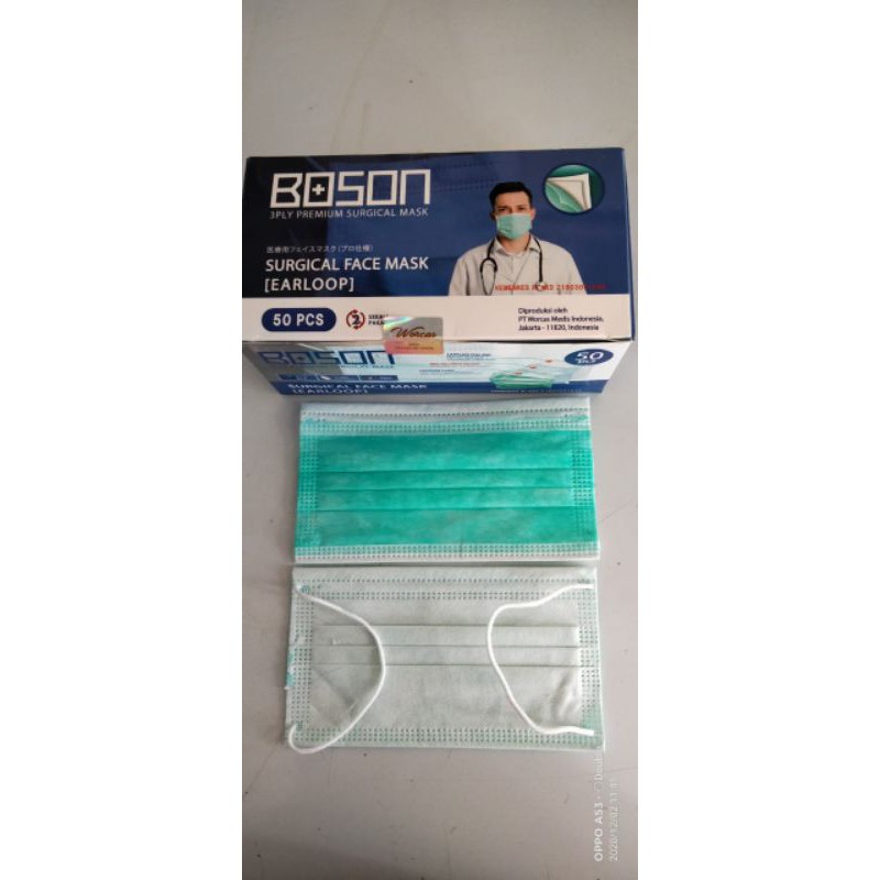 MASKER MEDIS BOSON - SURGICAL FACE MASK 3PLY-50PCS
