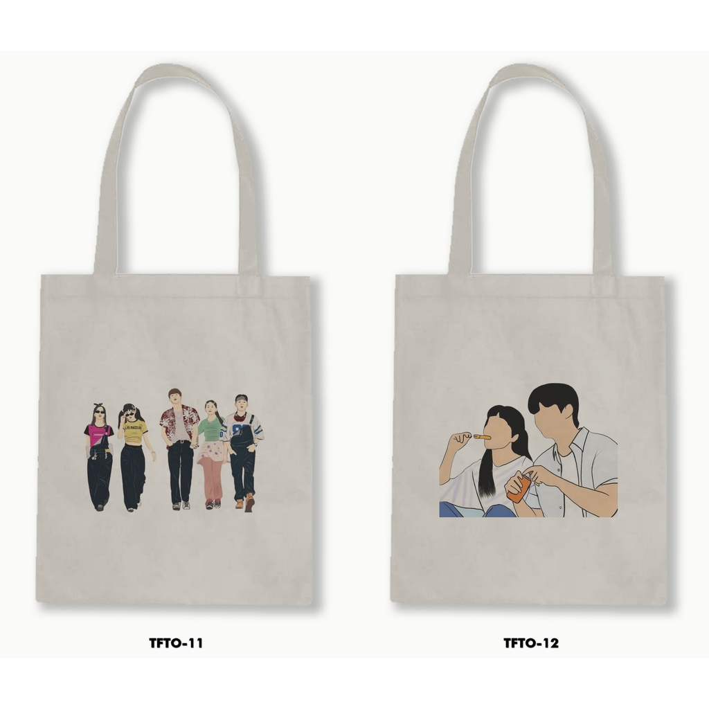 Tas Tote Bag Resleting Kanvas/Blacu  - Twenty Five Twenty One / Drakor 01