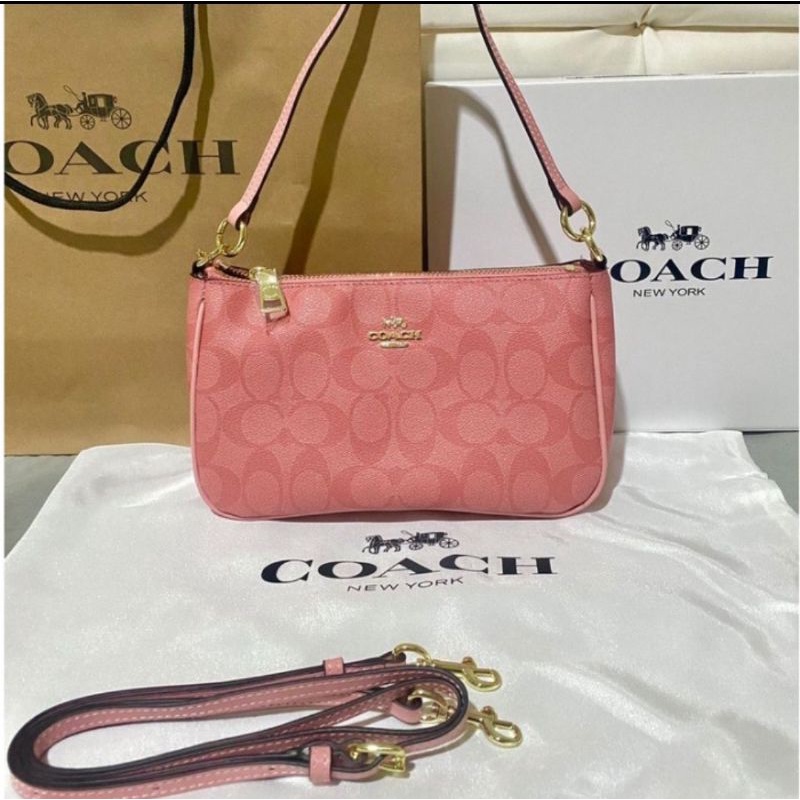 Coach Top Handle Pouch In Signature Canvas - Candy Pink(58321)