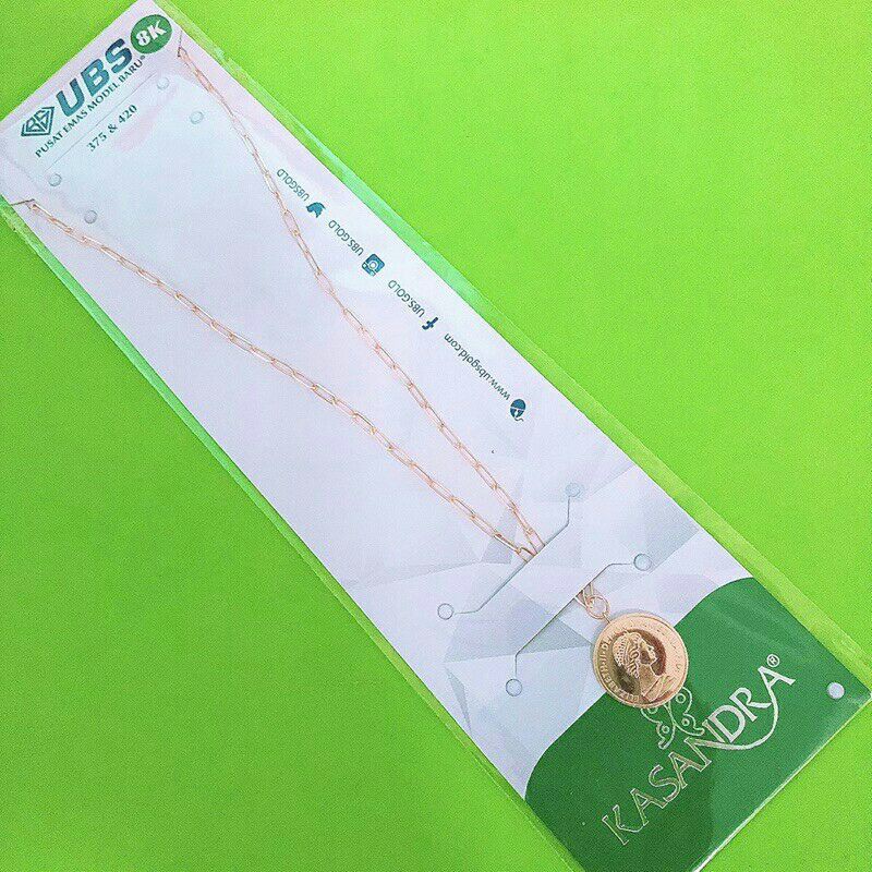 KALUNG EMAS PAPERLINA PAPERCLIP RANTAI BESAR MODEL KOIN COIN DOLAR DOLLAR UBS KADAR 375 8K