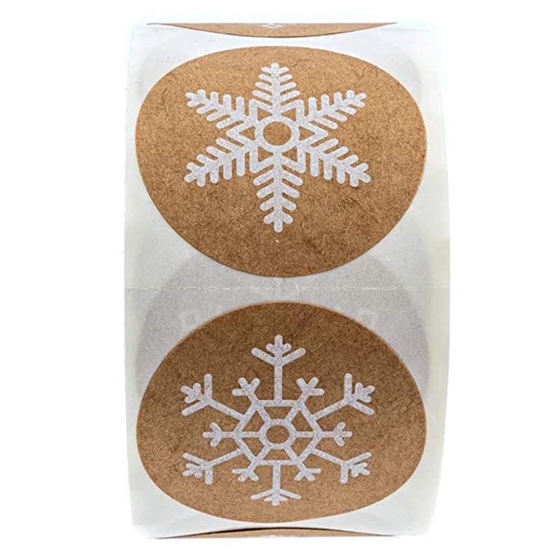 [500pcs/roll Christmas Gift Decoration Sticker] [Christmas snowflake pattern stickers][Sealing Label Stickers ][DIY Decorative Stickers For Hand Account, Diary, Scrapbooking, Handbook]