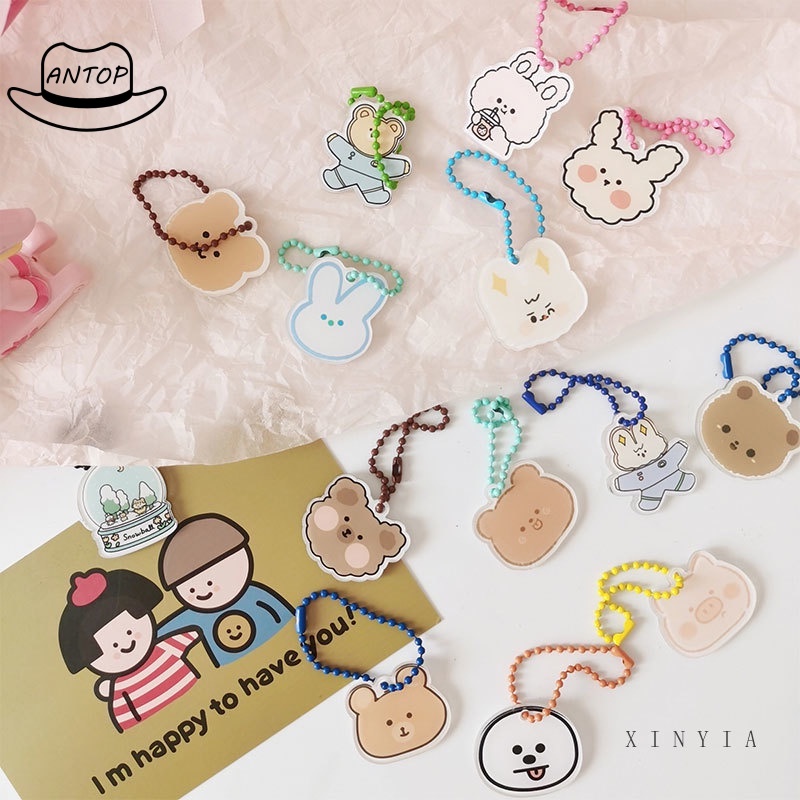 Cute Cartoon Keychain Color Bead Chain Lanyard Bag Keychain Pendant ANTOP