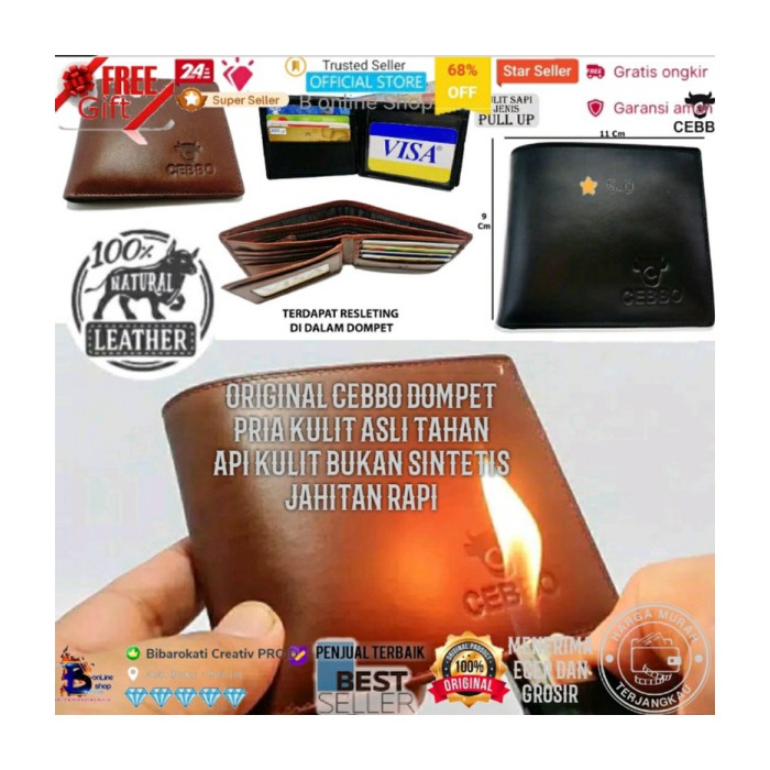 Promo Original Cebbo Dompet Pria Kulit Asli TAHAN API Kulit Bukan Sintetis Berkualitas