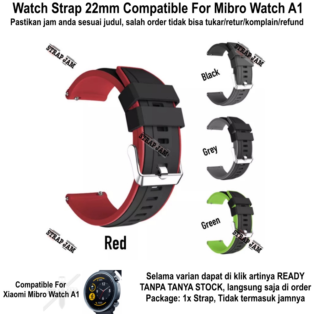 SSR Strap Mibro Watch A1 - Tali Jam Tangan 22mm Rubber List Warna Buckle Silver