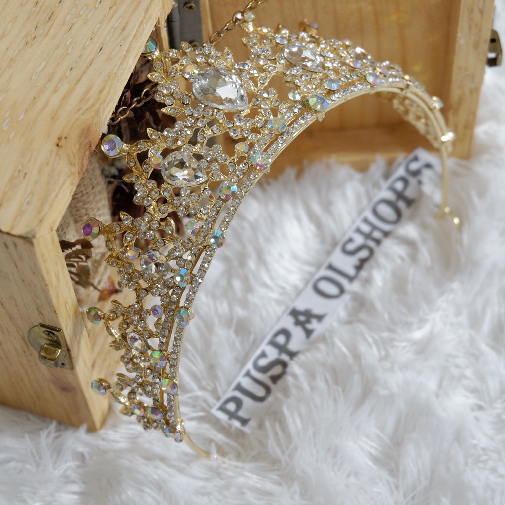 mahkota  tiara  bridal  pelangi  gold