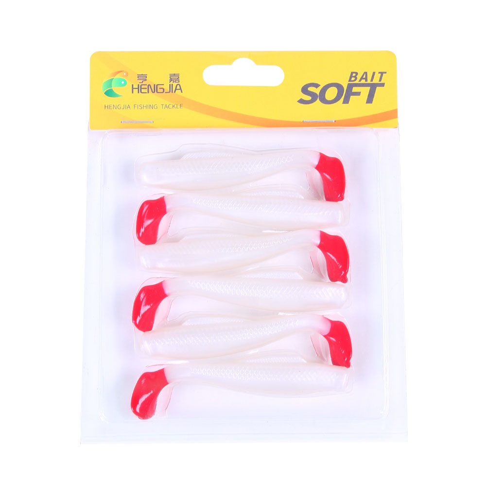 Hengjia 50 Kantong Umpan Pancing Softlure Bentuk Cacing Bahan plastik Karet Silikon