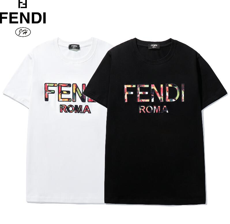 New Fendi Color Letter Embroidery Tee 