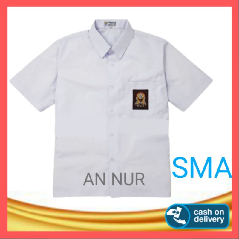 BAJU KEMEJA SERAGAM SEKOLAH SD SMP SMA PUTIH LENGAN PENDEK HEM POLOS