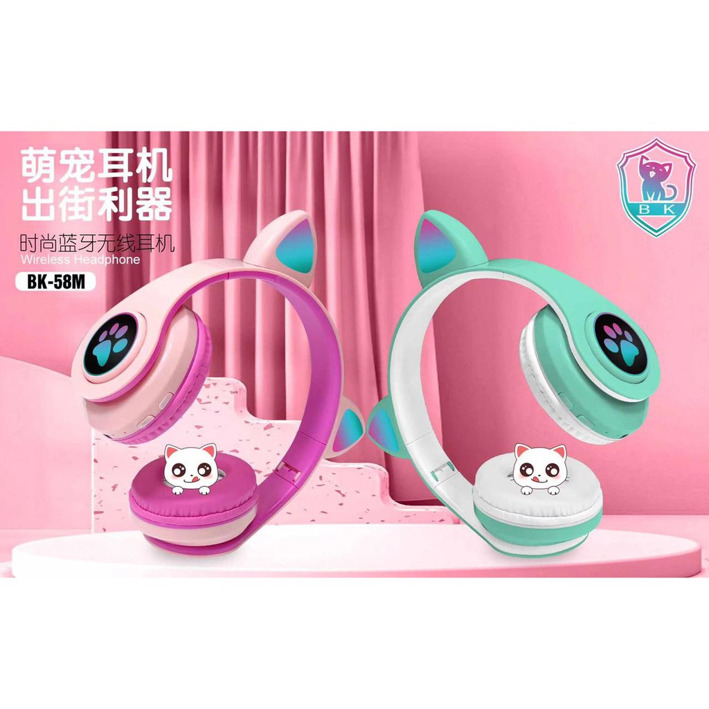 Wireless Bando Cat BK-58M / Headset Bluetooth Bando Ear Cat LED BK-58M / BK 58M