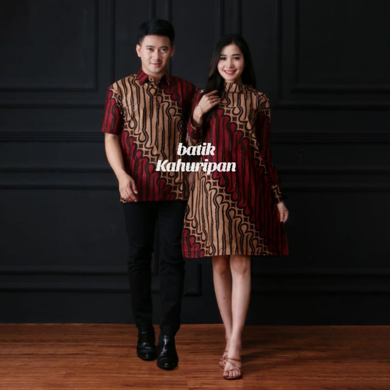 Tunik Batik Lengan Panjang Motif Seno Maroon