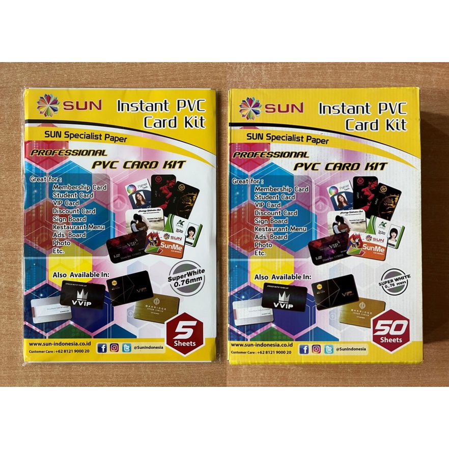 Kertas PVC Sun PVC ID Card Kit Super White A4 0.76mm 50 Set