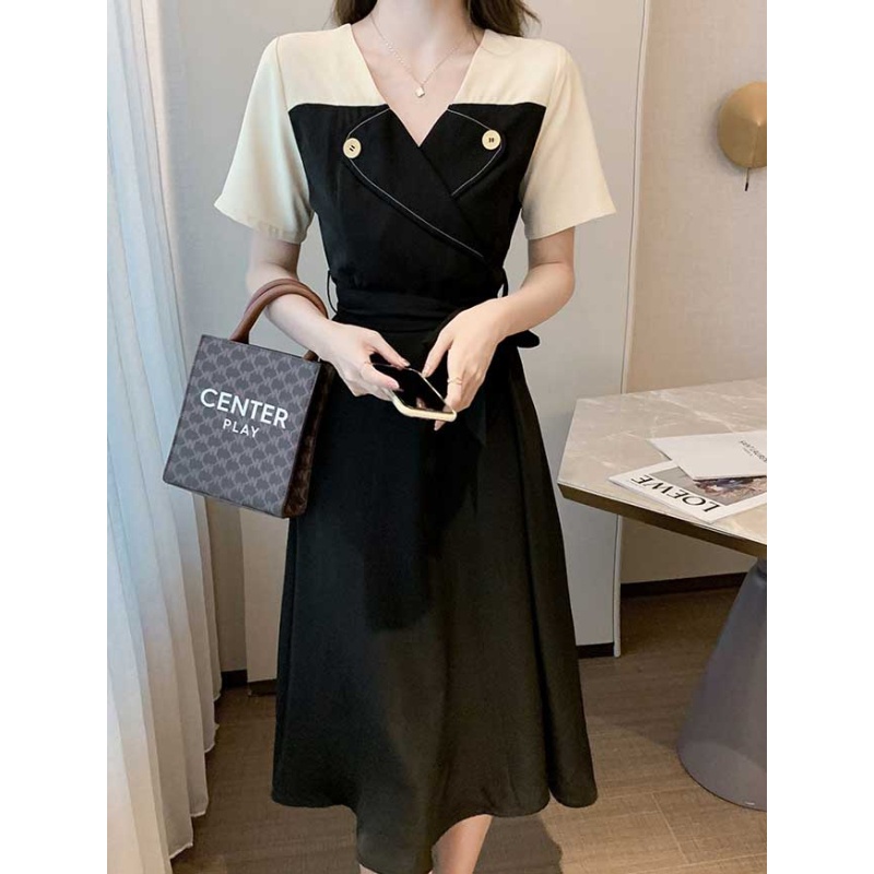 Dress wanita katun import lengan pendek elegant
