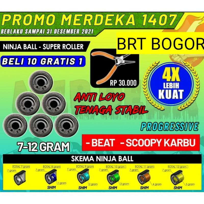 LOLER BRT NINJA BALL BEAT KARBU/SCOOPY KARBU/SPACY KARBU ROLLER BRT NINJA BALL BEAT KARBU ROLER NINJA BALL BEAT BEAT KARBU GHIO MOTOR SHOP GRS/SEMUA YG PAKAI KODE (KVY) BRT BOGOR VARIO 125 150  160 PCX ADV NAMX LEXI MIO SPORTY MIO J X RIDE