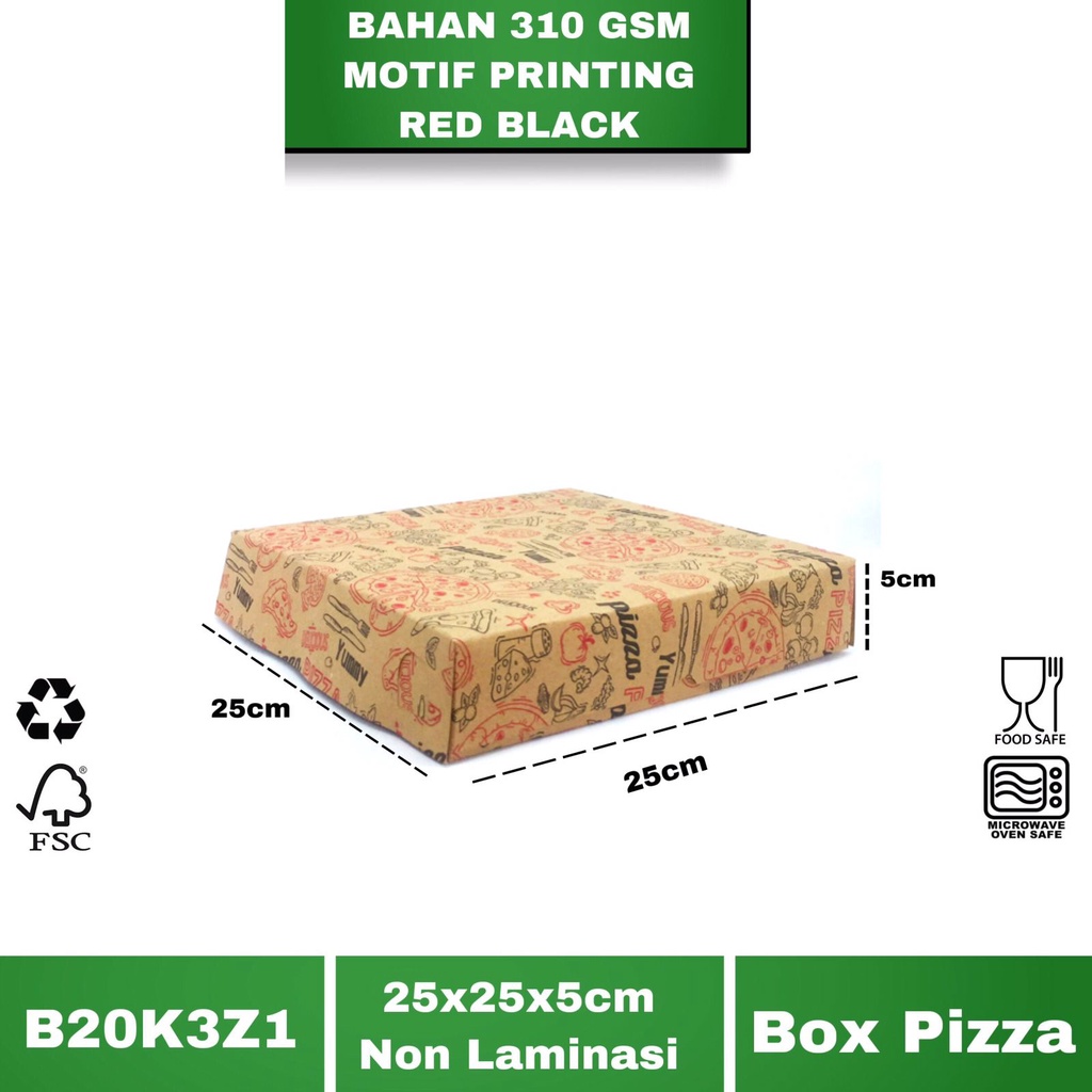 Box Pizza 25x25x5 Dus Pizza (B20K3Z1-Non Laminasi)