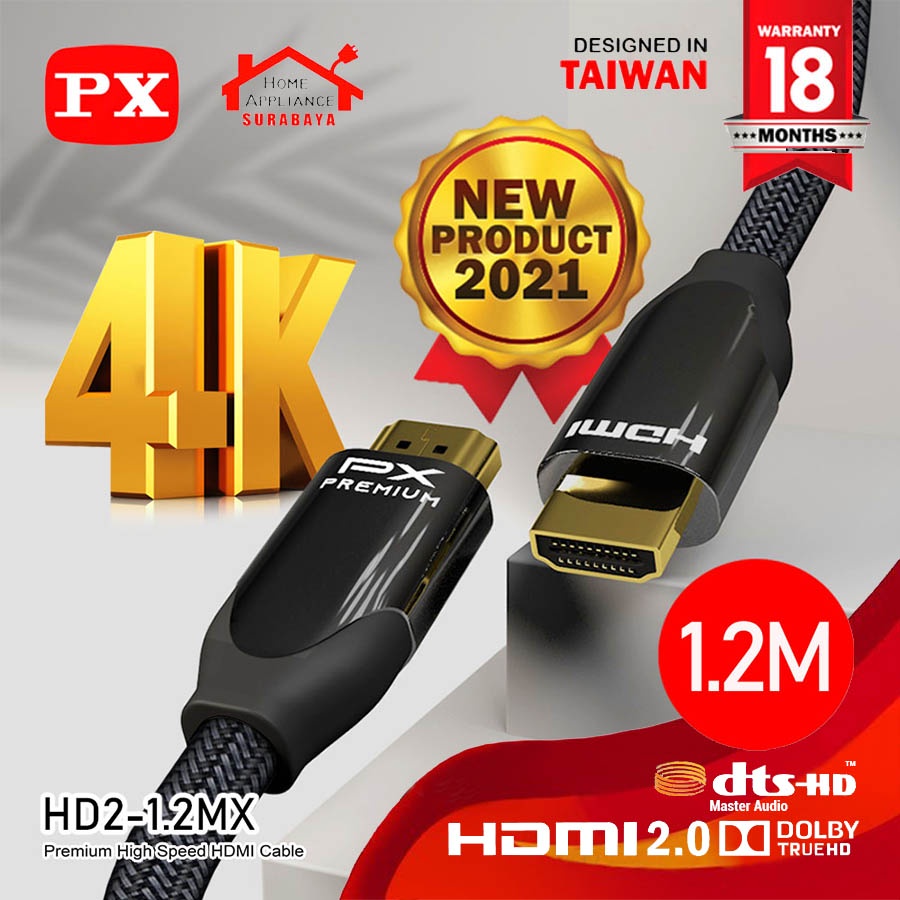 Kabel HDMI Ultra HD 4K High Speed HDR Nylon Braided 1.2M PX HD2-1.2MX