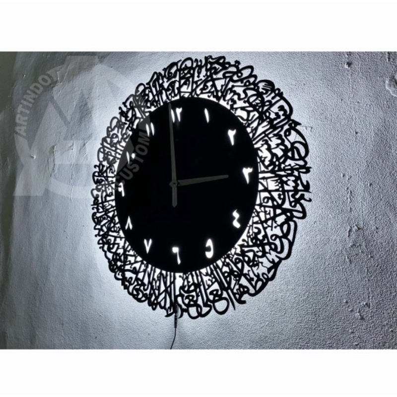 1pc Jam Dinding Desain Kaligrafi Surah Al Ikhlas Muslim Bahan Akrilik Untuk Dekorasi Custom Lampu Le