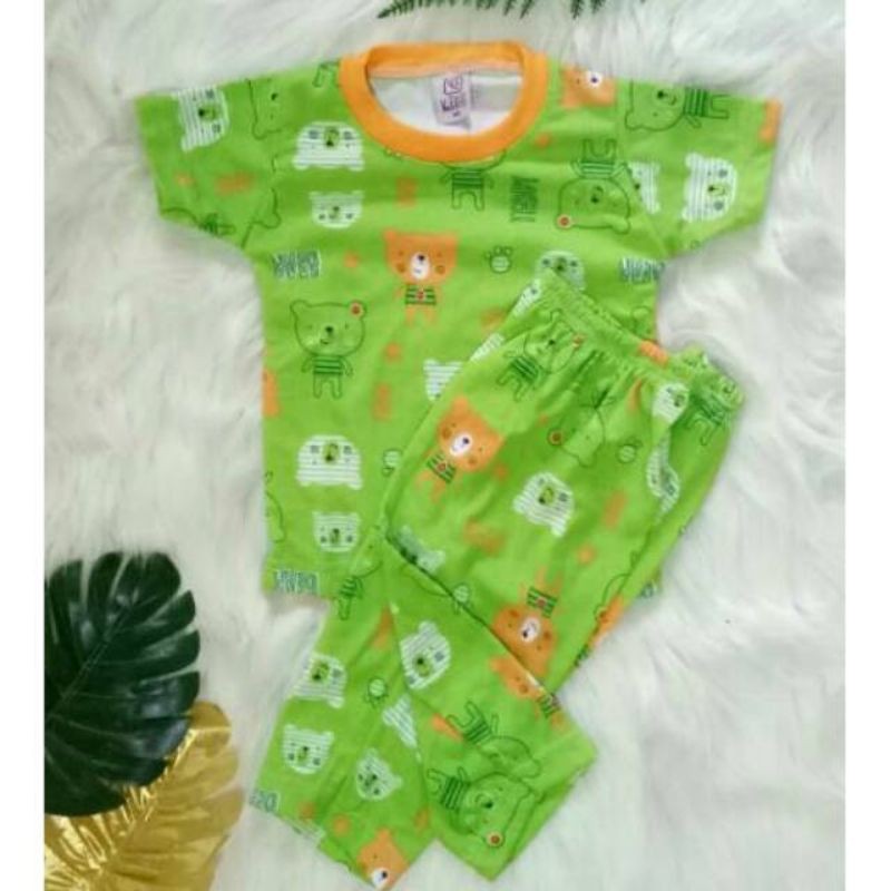 Piyama Anak Qkids size Xs (5-18bulan) Lengan Pendek OBLONG Celana Panjang bahan LIBBY