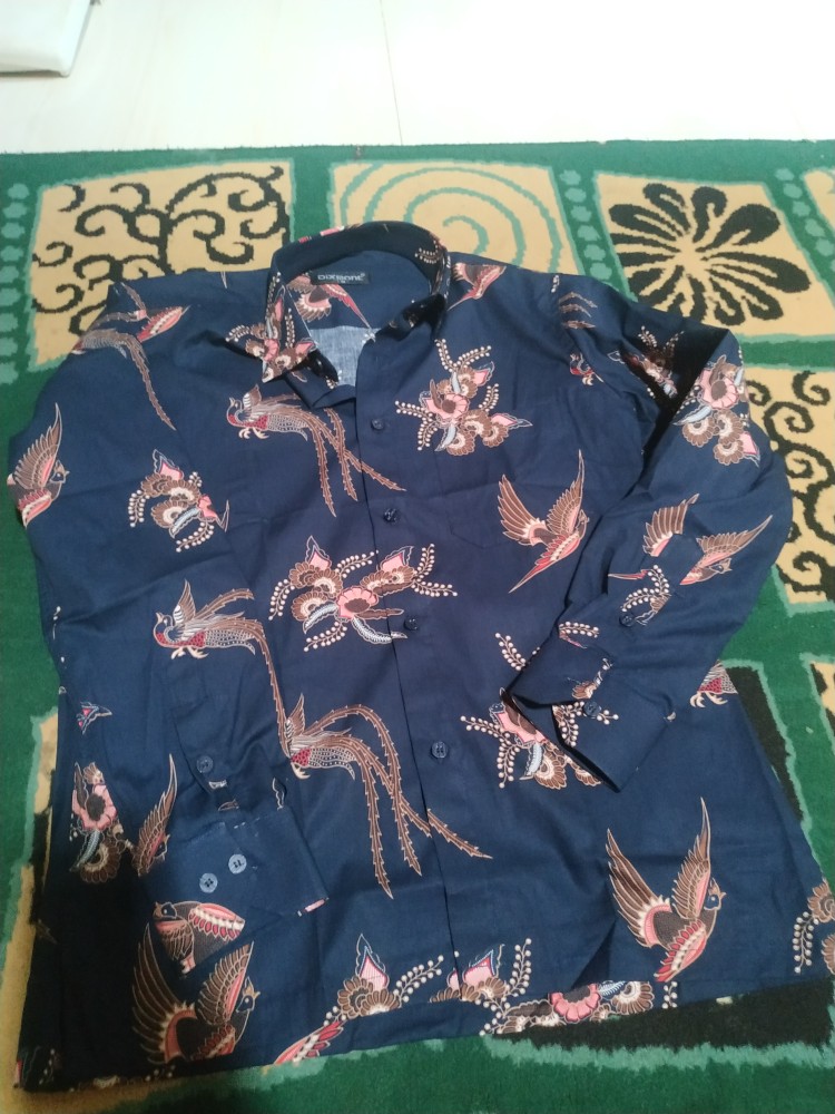 Kemeja Batik Pria Lengan Panjang Bl77 Katun Motif Modern Dixmont Semi Slimfit