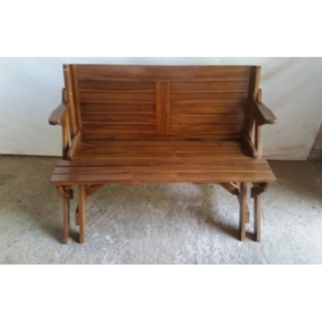 Magic Bench Kayu Jati | 2 in one - Kursi Lipat yang dapat di ubah menjadi meja | Warna Natural Dark