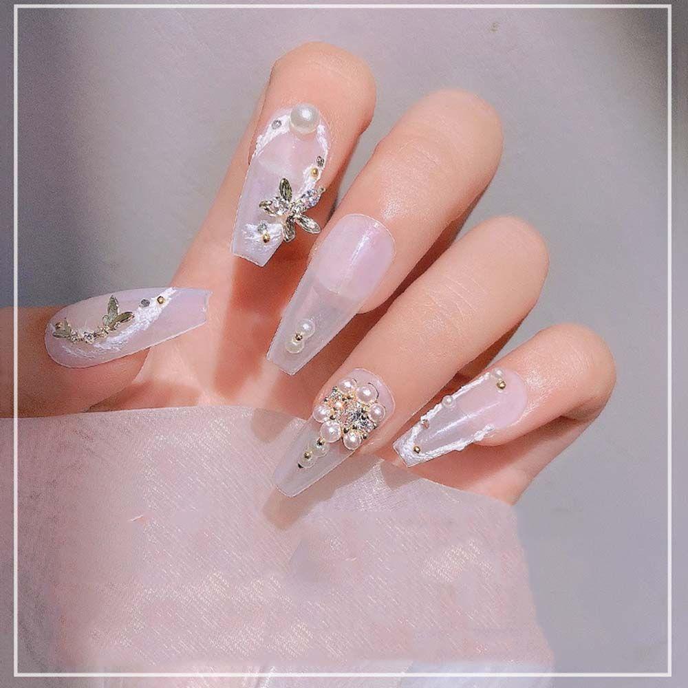 AUGUSTINA Augustina Nail Art Berlian Imitasi Fashion Zirkon Mutiara Ornamen Berlian Busur Jepang DIY Dekorasi Nail Art