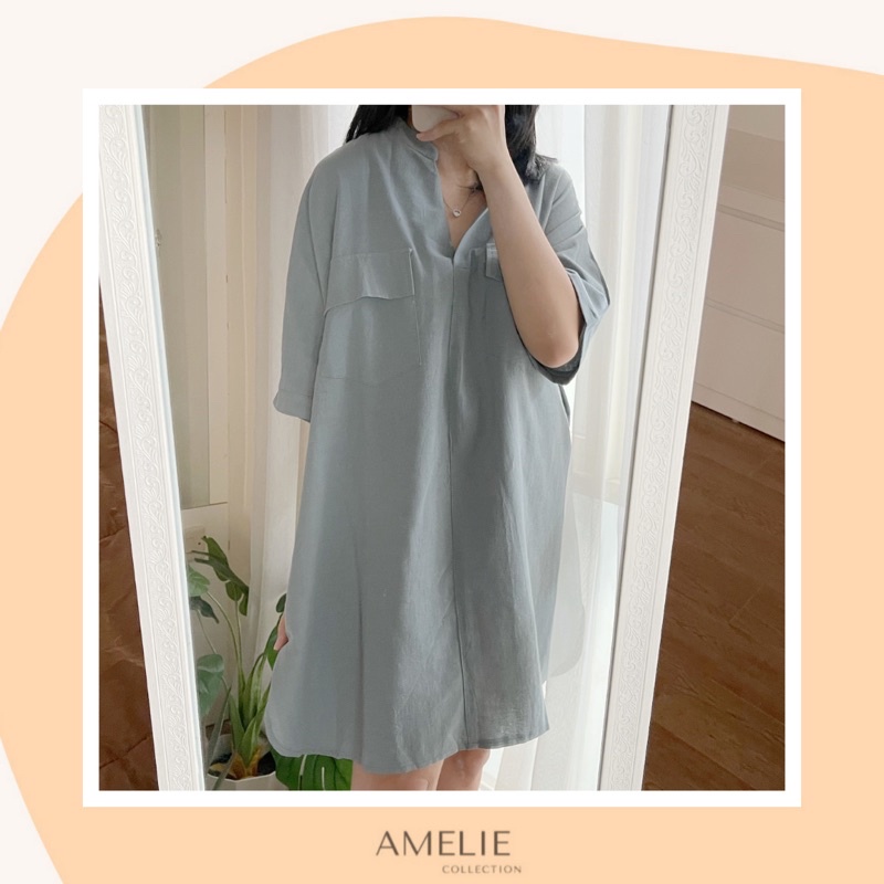 KEIRA POCKET DRESS - basic dress linen