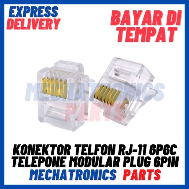 [CON-9033] KONEKTOR TELFON RJ11 RJ-11 6P6C TELEPONE MODULAR PLUG 6PIN