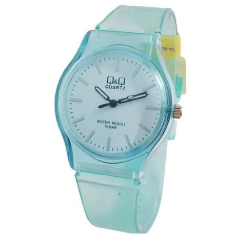 Jam Tangan Jelly Transparant Angka QQ Jam Tangan Fashion Cewek Bening 01-Tosca