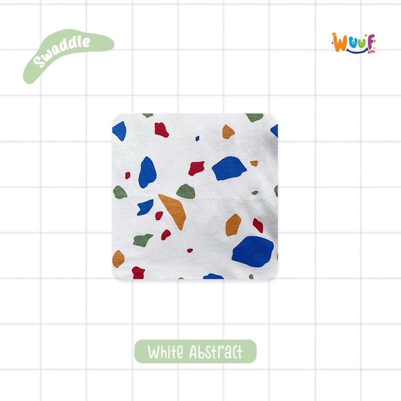Bedong bayi/SWADDLE BABY motif white abstract (WUUF KIDS)