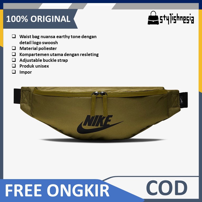Tas Selempang / Pinggang Wanita Import Murah Nike Sportswear Heritage Hip Pack Hijau Olive Flak Ori