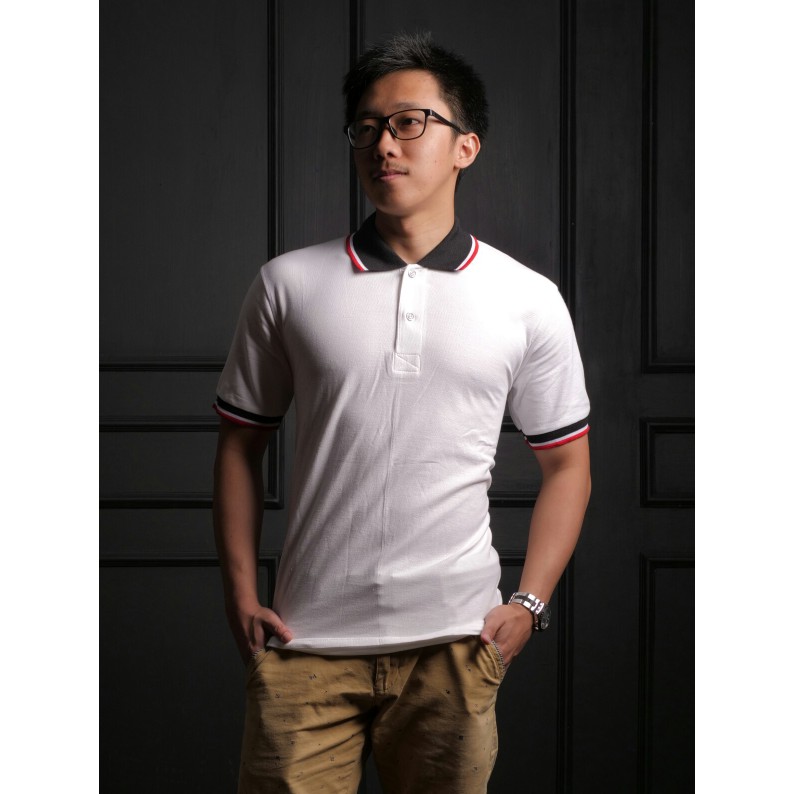 BAJU KAOS KERAH POLO SHIRT COWOK PRIA LACOSTE KATUN COTTON PUTIH