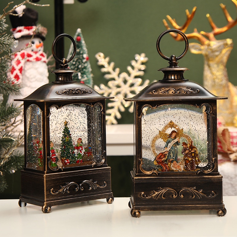 Snow Globe Kotak Musik Natal Lentera Salju Santa Kado Hadiah Natal