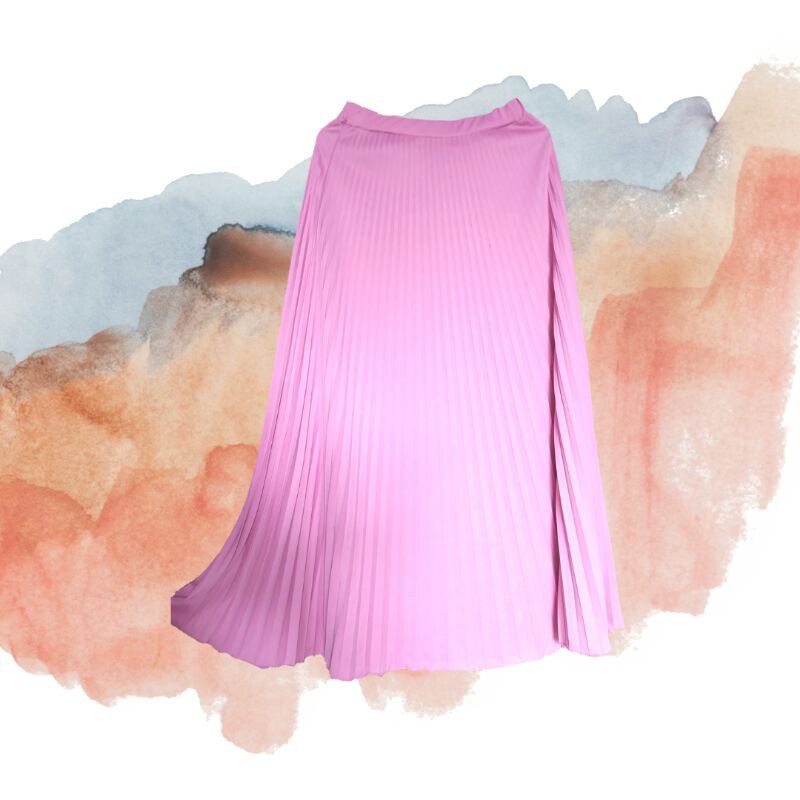 PRELOVED rok plisket pink / pink fanta / shocking pink