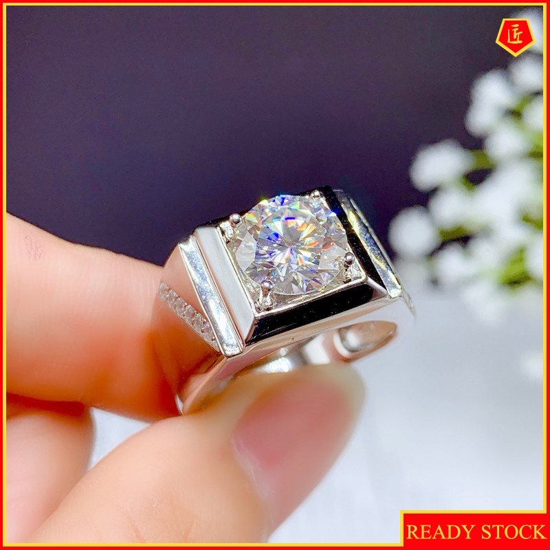 [Ready Stock]Men's Simplicity Pt950 Platinum Moissanite Ring