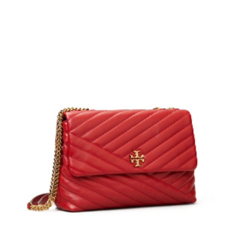 Tory Burch Kira Chevron Convertible Shoulder Bag Medium 27 Cm - Red Apple