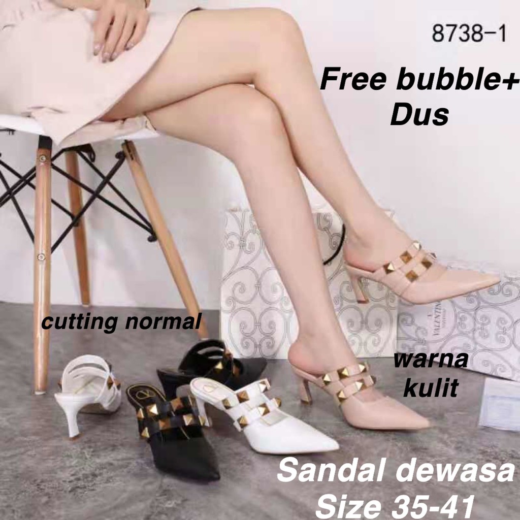(LOLI-8738) FREE BUBBLE + DUS SEPATU DEWASA/ HEEL SEPATU VALEN TALI 35-41