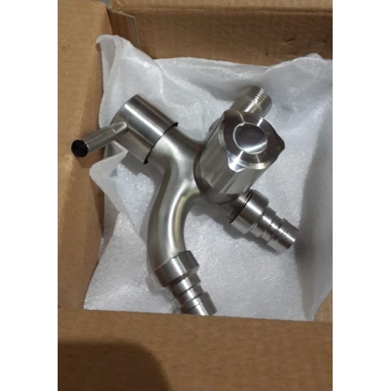 Kran cabang Hose SS 304 / kran SS setara showy / keran tembok double shower 1/2" / kran stainless st