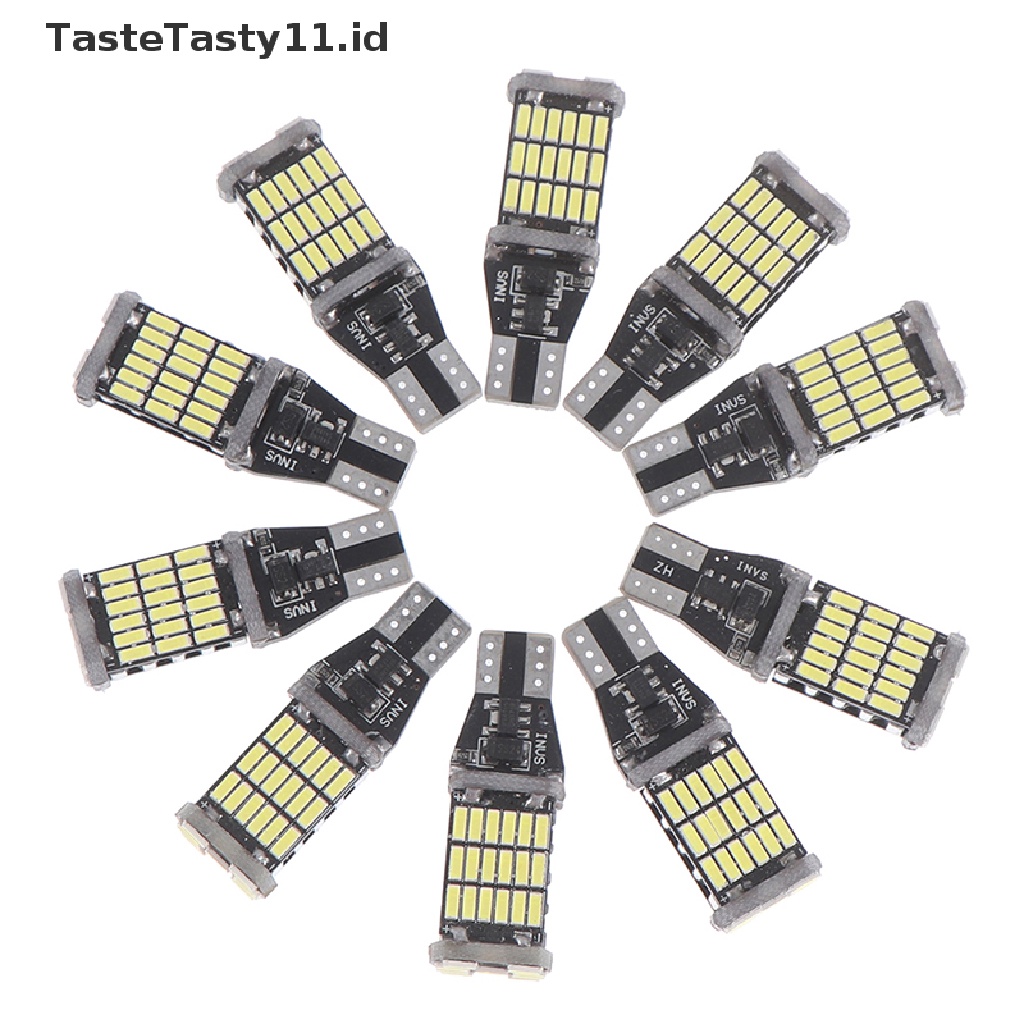 10pcs Lampu Belakang Mobil 45 SMD 4014 T15 W16W LED 6000K Warna Putih