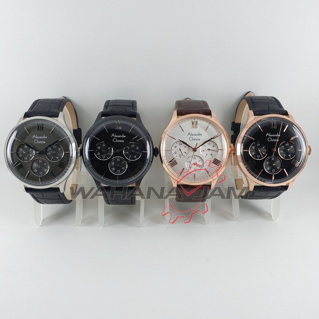 Alexandre Christie AC 6568 MF / Jam Tangan Pria AC6568 Tali Kulit Vintage Alexander Cowok Original