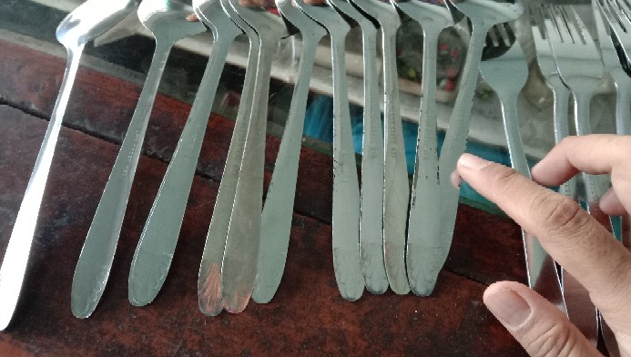 [ Lusinan ] Sendok Makan Stainless Tebal Motif Batik--g.k--