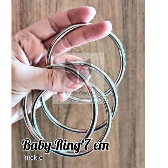 Kualitas Import Baby Ring Gendongan Sling o bulat besi 7cm 70mm lingkaran 7 cm 70 mm nickle CRM 6cm 
