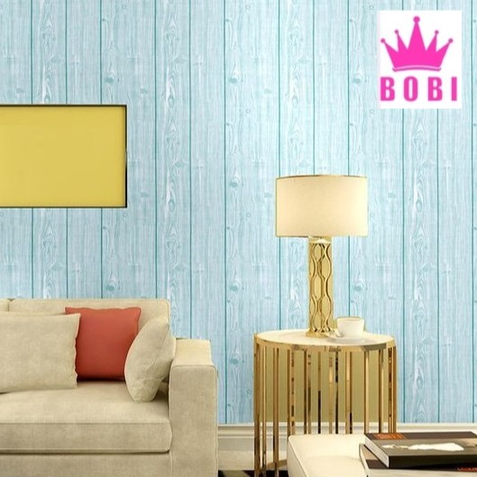 Wallpaper Sticker Motif Kayu Biru 5246-1 / 10mx45cm