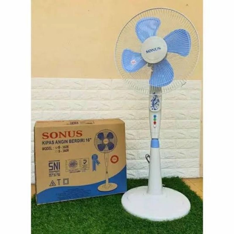 Sonus Stand Fan 16 Inch S 1608 / 1609 Kipas Angin Tumpu Berdiri Baling Biru