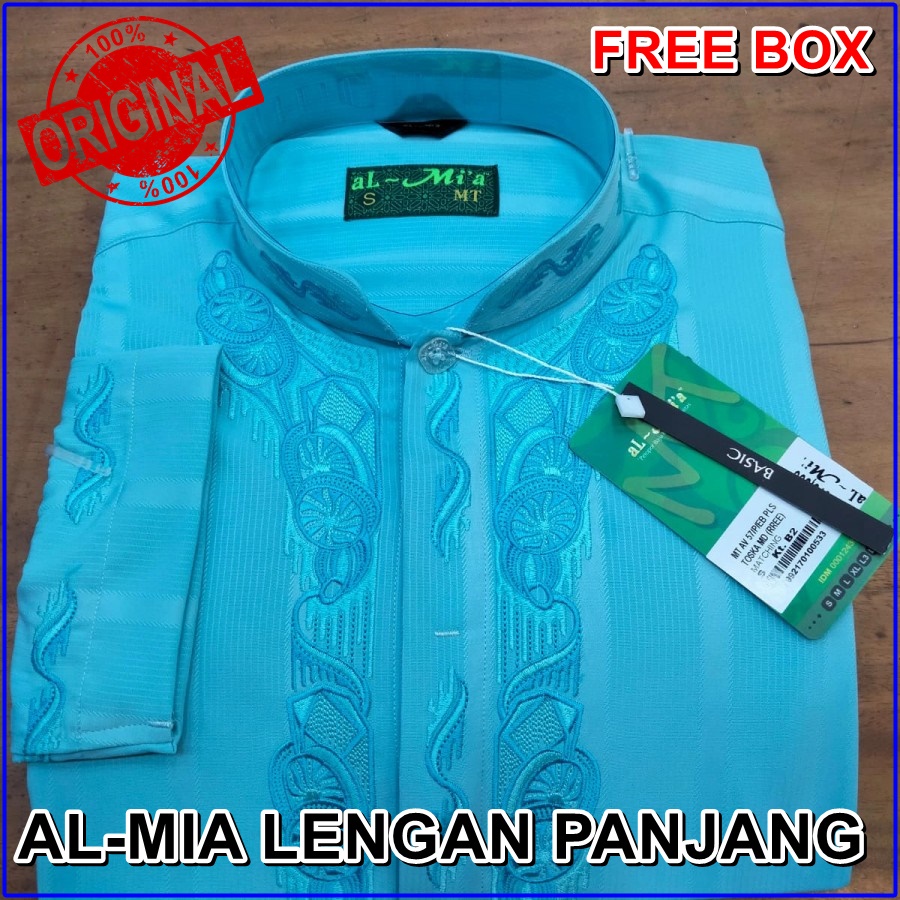 BARU Baju koko pria almia lengan panjang biru murah original al mia pakaian atasan muslim dewasa FRE