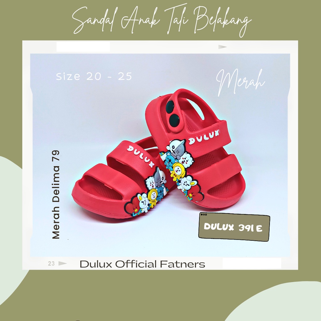 MD 79 - Sandal Anak Perempuan Tali Belakang Dulux 391E Motif Kartun BTS / Dulux Model Baru