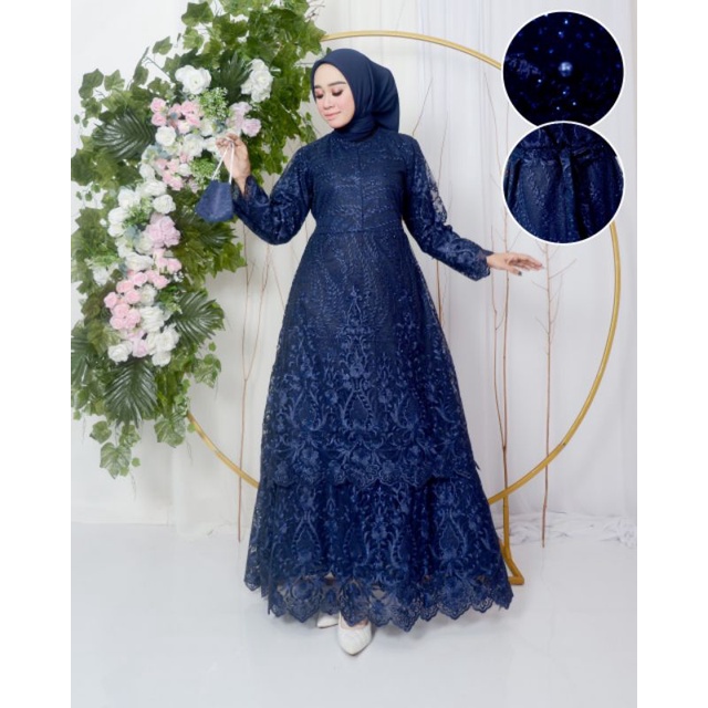 GAMIS TINGKAT KALISTA // BAHAN TILLE BORDIR PREMIUM // KODE DJ