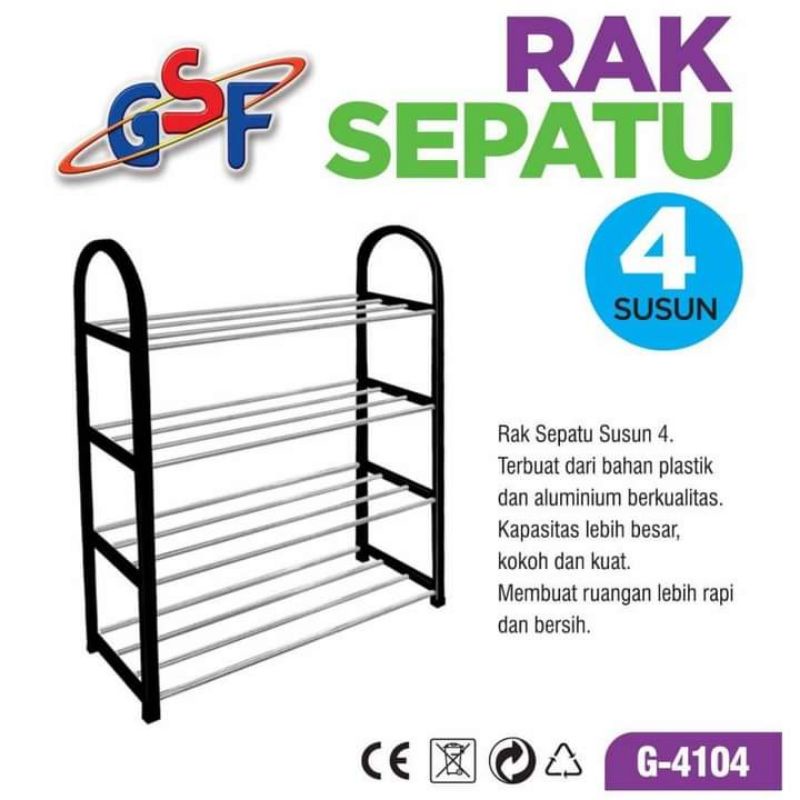 RAK SEPATU GSF 4 SUSUN 4104/RAK SEPATU GSF PLASTIK